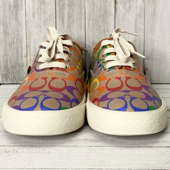 COACH Citysole Skate Pride Collection Rainbow Signature Canvas Low Top Sneakers - Picture 2 of 11